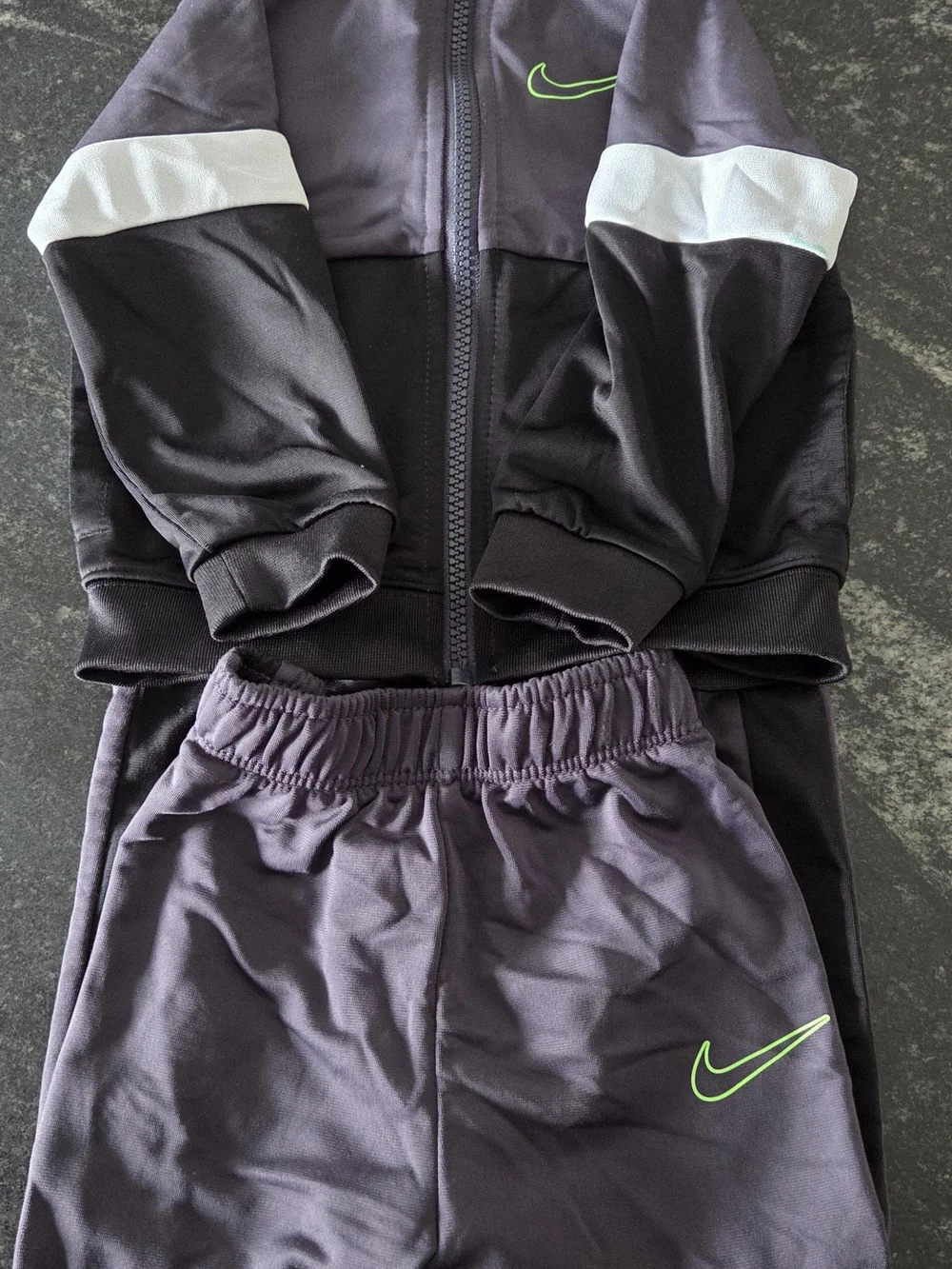 Nike Kids Two-Piece Tracksuit - Charcoal with Neon Green Swoosh - Picture 1 of 5
